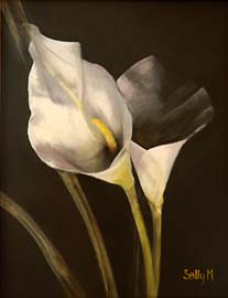 "paper lillies" painting by sally martin