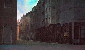 street-scene backdrop for Les Miserables